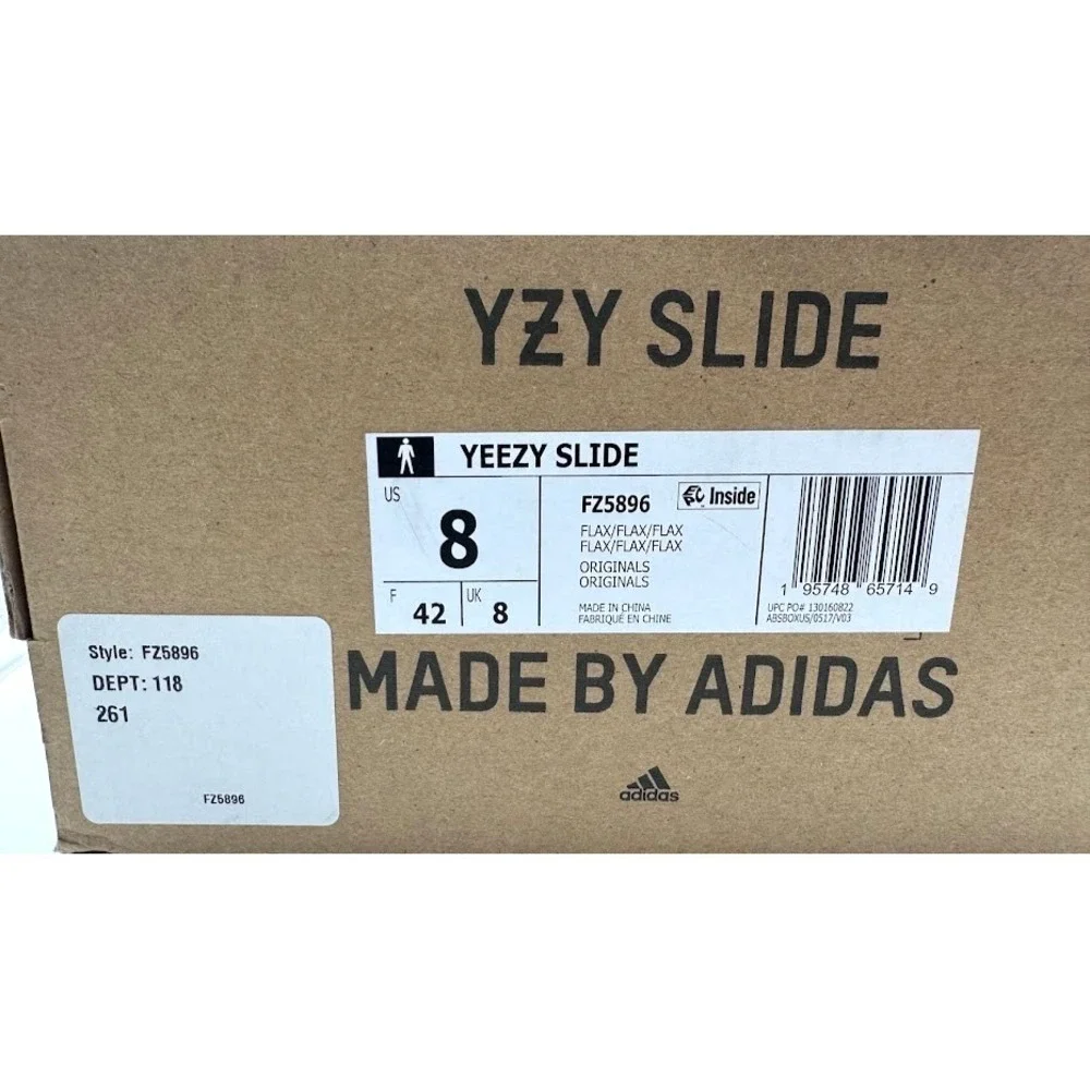 Adidas Yeezy Slide Flax FZ5896 Men's US 8 EU 42 Brown Comfort Slides